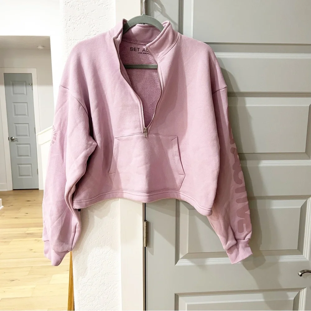 New Set Active Half Zip Pullover Crush Pink Purple - Picture 2 of 7